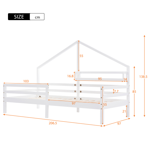 Hausbett Kinderbett mit Ablageregal Kaminform