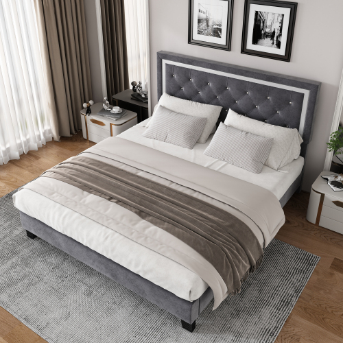Holzlatten tragen das gepolsterte Bett-OKWISH