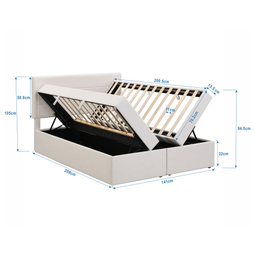 Lattenrost-Doppelbett mit Metallrahmen-OKWISH