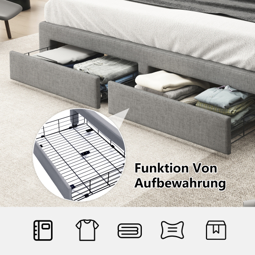 Holzlatten tragen das gepolsterte Bett-OKWISH