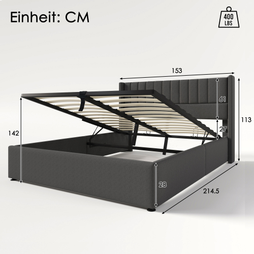 Hochwertiges hydraulisches Doppelbett mit Lattenrost-OKWISH