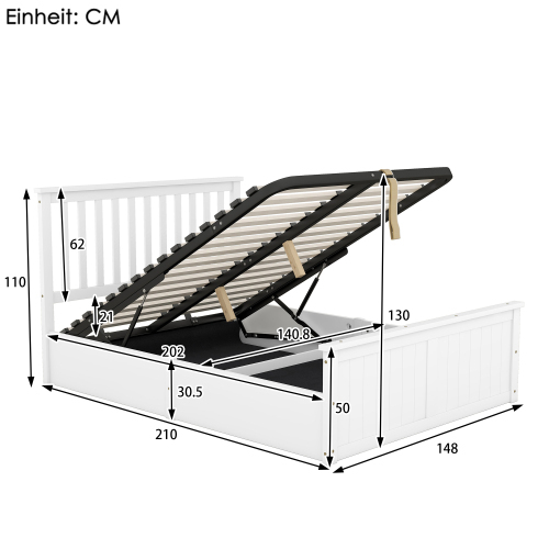 Lattenrost Holzbett Doppelbett-OKWISH