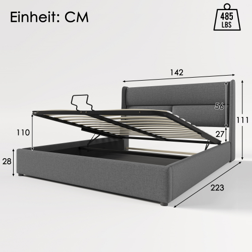 Gepolstertes Doppelbett mit verstellbarer Kopfstütze-OKWISH