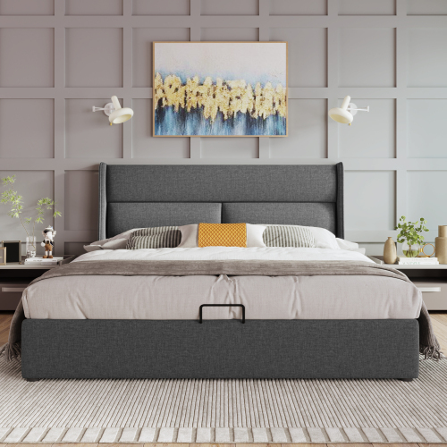 Gepolstertes Doppelbett mit verstellbarer Kopfstütze-OKWISH