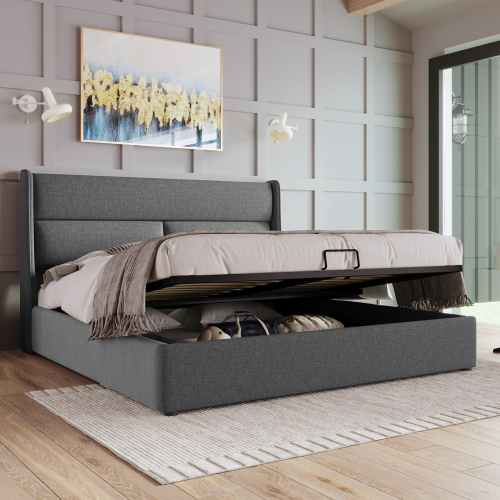 Gepolstertes Doppelbett mit verstellbarer Kopfstütze-OKWISH