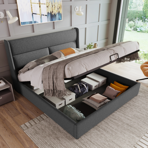 Gepolstertes Doppelbett mit verstellbarer Kopfstütze-OKWISH