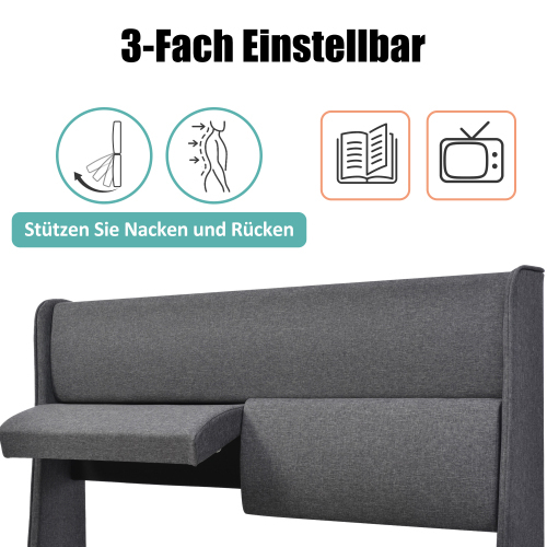 Gepolstertes Doppelbett mit verstellbarer Kopfstütze-OKWISH