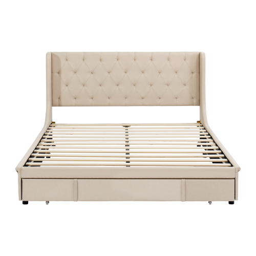 Doppelbett mit Rückenlehne und großen Schubladen-OKWISH