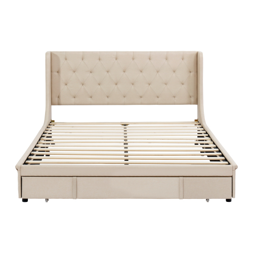 Doppelbett mit Rückenlehne und großen Schubladen-OKWISH