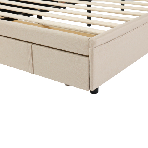 Doppelbett mit Rückenlehne und großen Schubladen-OKWISH