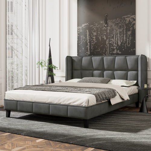 Polsterbett mit Lattenrost und Kopfteil, Jugendbett, Holzlattenunterstützung, Einfache Montage, Samt