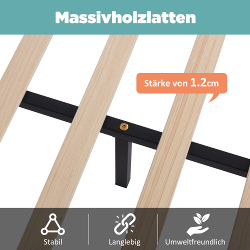 Polsterbett mit Lattenrost und Kopfteil, Jugendbett, Holzlattenunterstützung, Einfache Montage, Samt