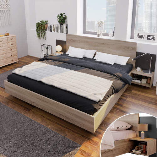 Modernes Doppelbett aus Holz-OKWISH