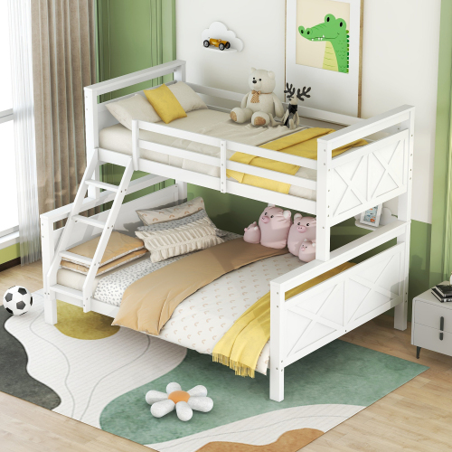 Bunk beds with ladder and safety rails-OKWISH