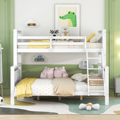 Bunk beds with ladder and safety rails-OKWISH