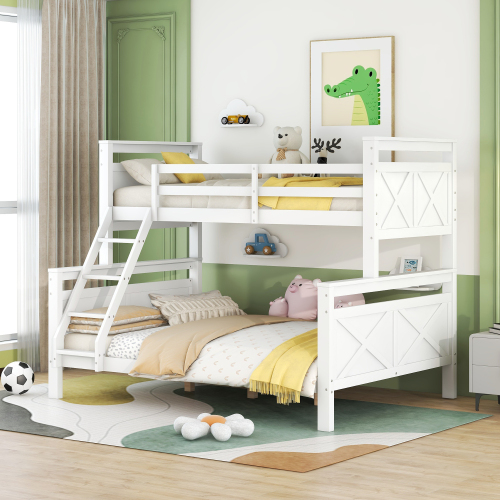 Bunk beds with ladder and safety rails-OKWISH