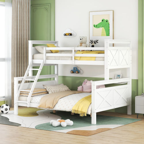 Bunk beds with ladder and safety rails-OKWISH