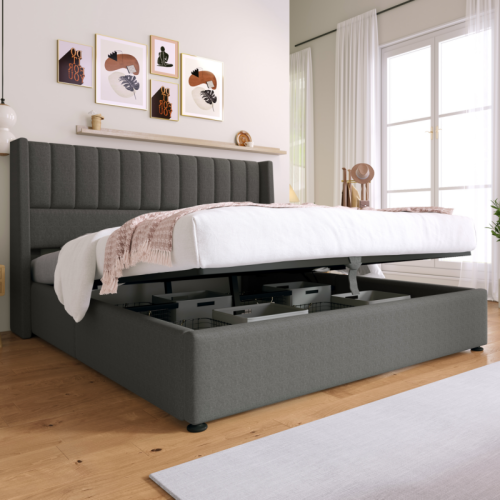 Hochwertiges hydraulisches Doppelbett mit Lattenrost-OKWISH