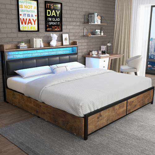 Doppelbett mit Lattenrost und Kopfteil-OKWISH