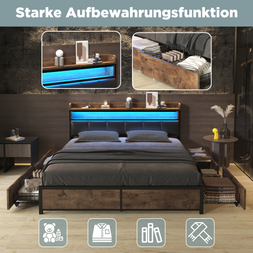 Doppelbett mit Lattenrost und Kopfteil-OKWISH