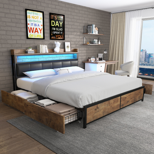Doppelbett mit Lattenrost und Kopfteil-OKWISH