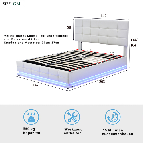 Polsterbett mit hydraulischem Hub-OKWISH
