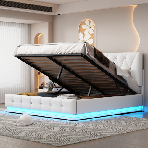 LED-beleuchtetes hydraulisches Polsterbett-OKWISH