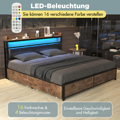 Doppelbett mit Lattenrost und Kopfteil-OKWISH