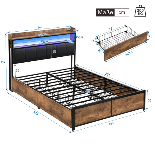 Doppelbett mit Lattenrost und Kopfteil-OKWISH