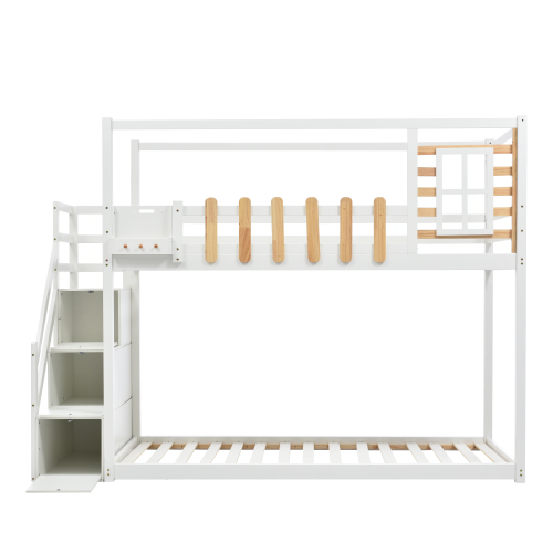 Etagenbett mit Fenstern und Regalkästen-OKWISH