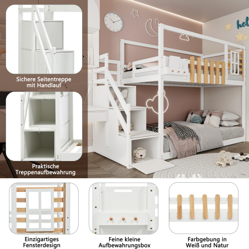 Etagenbett mit Fenstern und Regalkästen-OKWISH