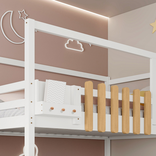 Etagenbett mit Fenstern und Regalkästen-OKWISH