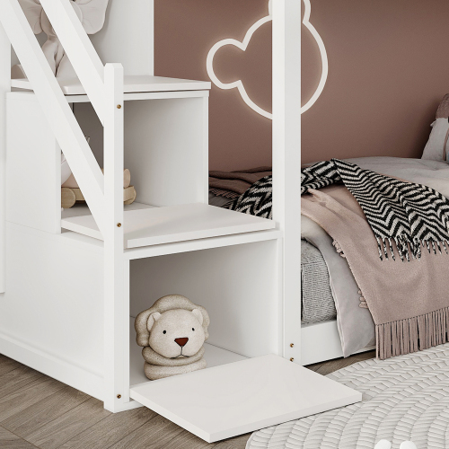 Etagenbett mit Fenstern und Regalkästen-OKWISH