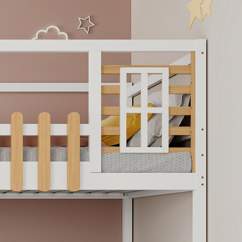 Etagenbett mit Fenstern und Regalkästen-OKWISH