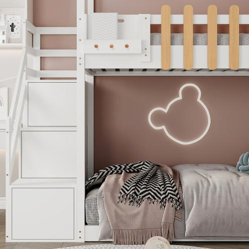 Etagenbett mit Fenstern und Regalkästen-OKWISH