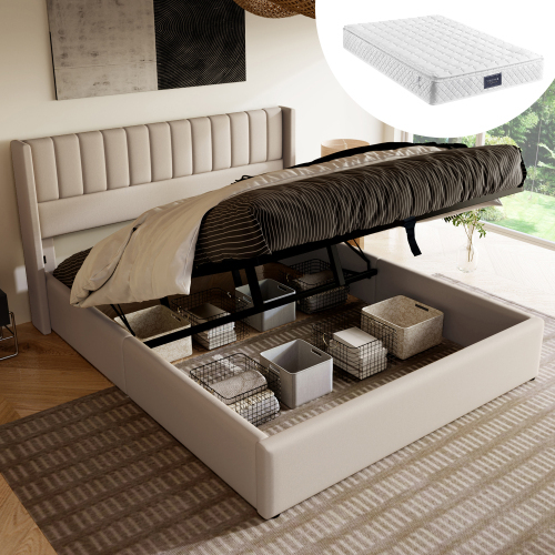 Gepolstertes hydraulisches Doppelbett-OKWISH
