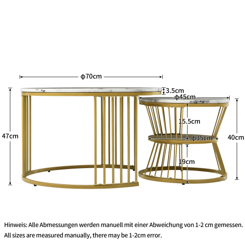 Modernes Satz-Couchtisch-Set mit 2 Stück-OKWISH