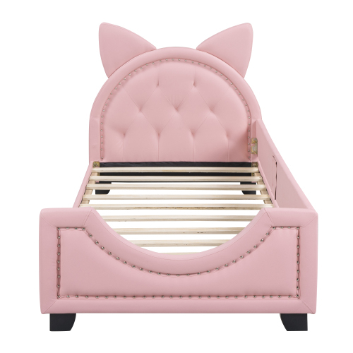 90 x 200 Einzelbett, Kinderbett, Form von Karton-Ohren, mit Holz Lattenroste und Rückenlehne