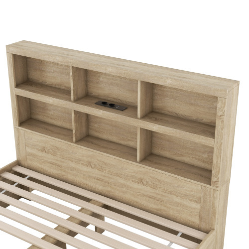 Kingsize-Plattform-Doppelbett aus Massivholz-OKWISH