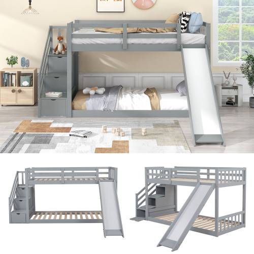 Etagenbett mit Treppe und Rutsche-OKWISH