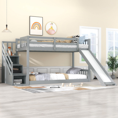 Etagenbett mit Treppe und Rutsche-OKWISH