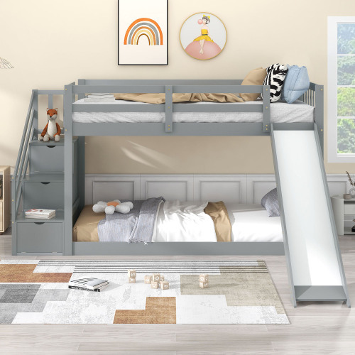 Etagenbett mit Treppe und Rutsche-OKWISH