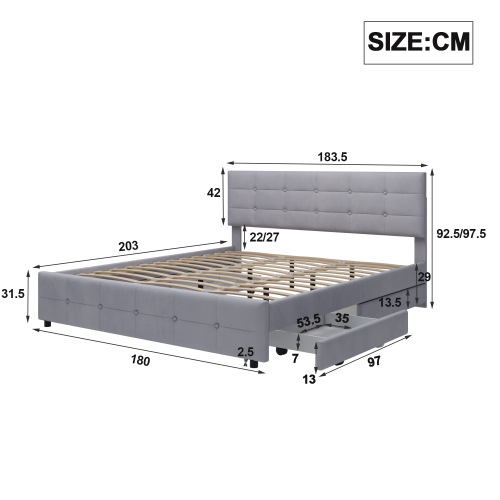 Hautfreundliches gepolstertes Doppelbett-OKWISH