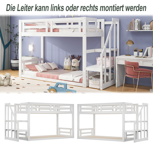 Niedriges Etagenbett mit Sicherheitstreppe-OKWISH