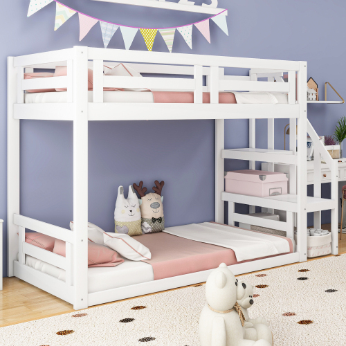 Niedriges Etagenbett mit Sicherheitstreppe-OKWISH