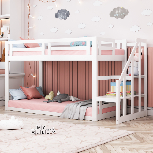 Niedriges Etagenbett mit Sicherheitstreppe-OKWISH