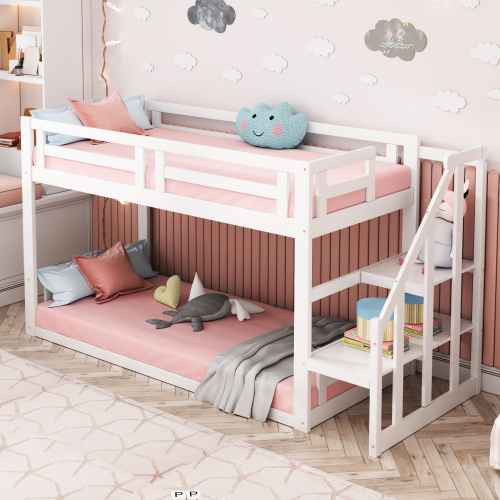 Niedriges Etagenbett mit Sicherheitstreppe-OKWISH
