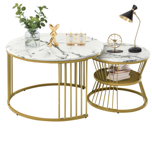 Modernes Satz-Couchtisch-Set mit 2 Stück-OKWISH