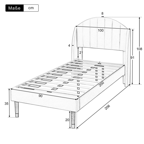 Einzelbett mit Lattenrost-OKWISH