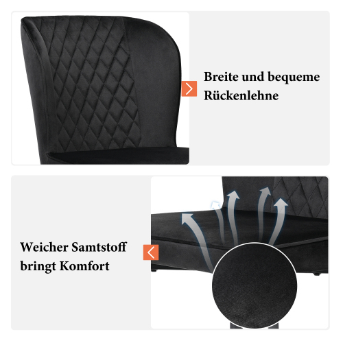 Samtgepolsterter Stuhl Designerstuhl mit Rückenlehne-OKWISH